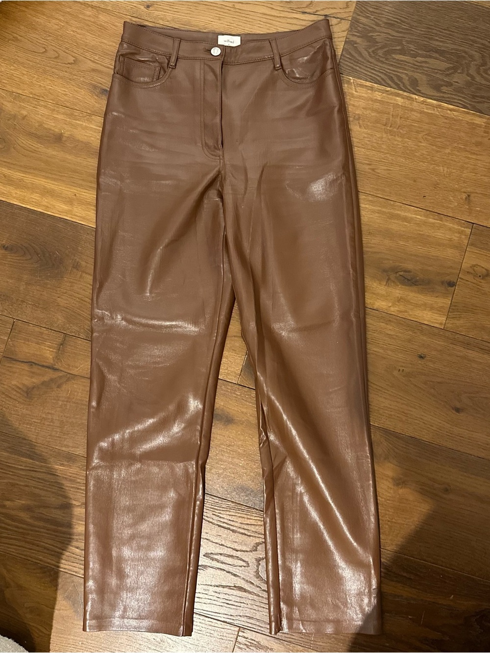 Wilfred Brown Faux Leather Waistband Pants